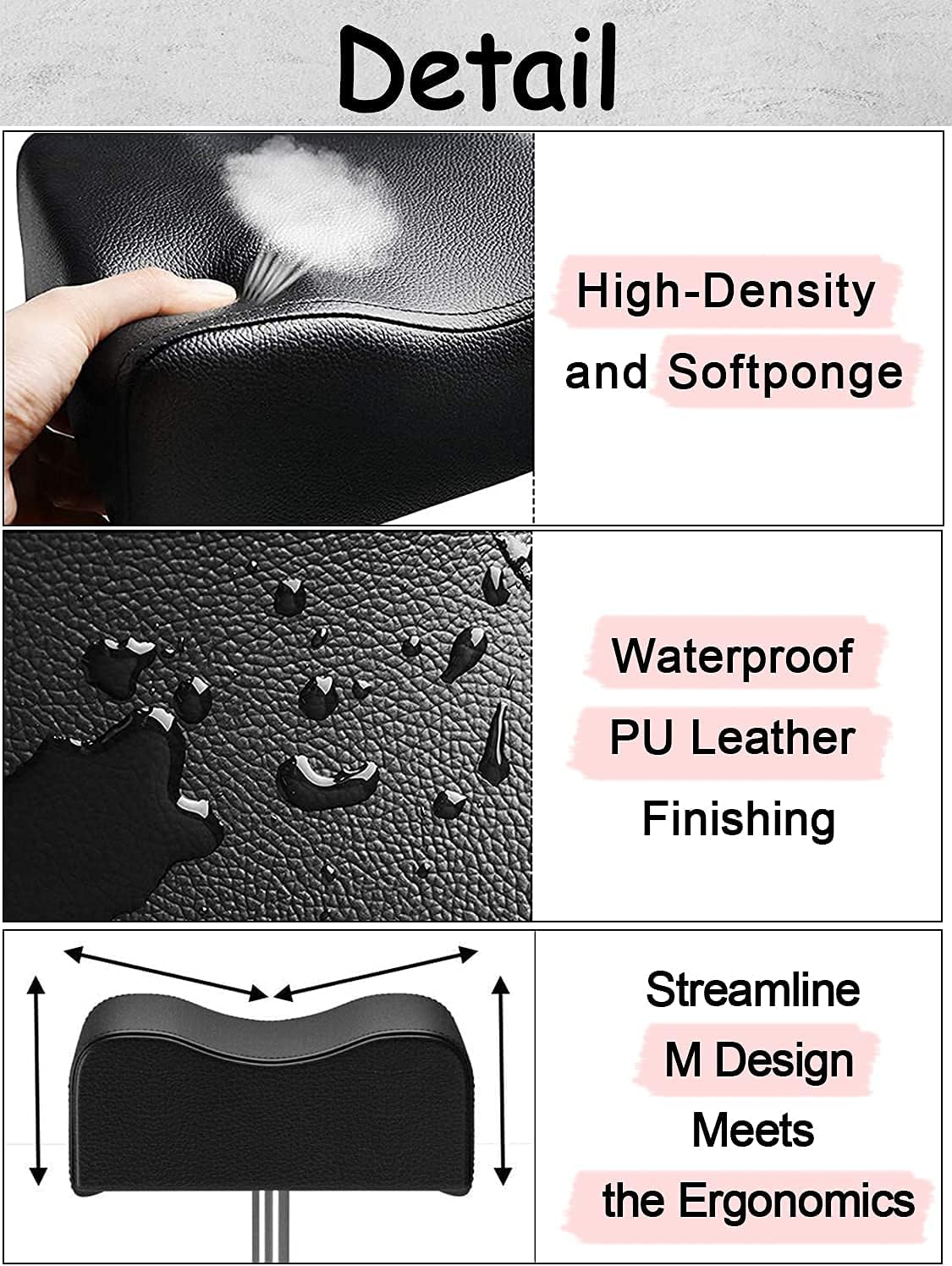 Lorvain Pedicure Chair Stool with Footrest, Adjustable Leg Rest PU Leather Pad Pedicure Foot Rest Stand for Nail Tech Spa Beauty Salon Studio Equipment Supplies(Black) : Beauty & Personal Care