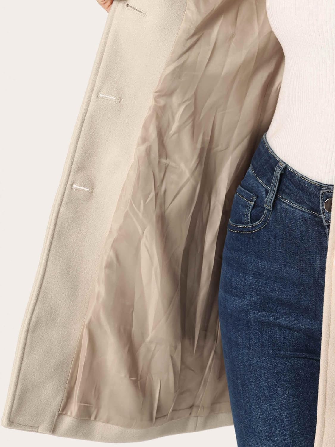 Allegra K Women's Winter Outerwear Overcoat Peter Pan Collar Mid-thigh A-line Single Breasted Pea Coat - Image 5