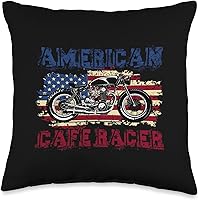 Vista 1 de American Cafe Racer Motorcycle Apparel and Merch American Cafe Racer Biker Men Women Adult Teens Boys Girls Throw Pillow, 16x16, Multicolor