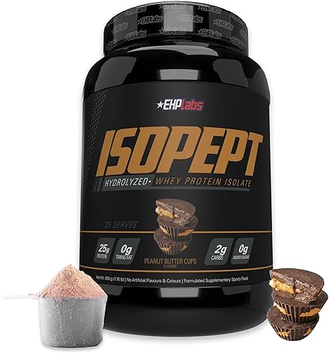 IsoPept - Proteína de suero hidrolizada en polvo por EHPlabs – 100% aislado e hidrolizado de proteína de suero de leche, 0.77 oz de proteína, sin