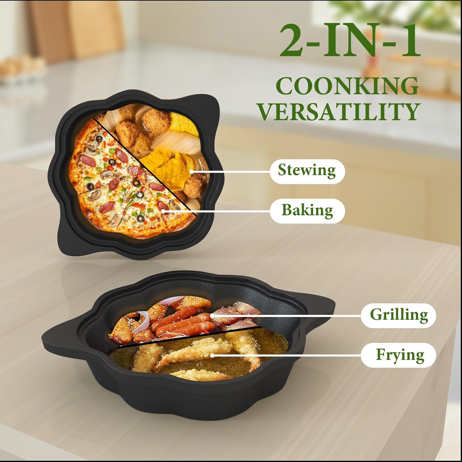 Cast Iron Garlic Roaster & Saucepan Pot, Small Garlic Roaster for Oven with Lid and Steamer, Tart Pan and Rice Pot for Baking, Grilling and Daily Cooking, Heavy Duty Multi-Functional Pots