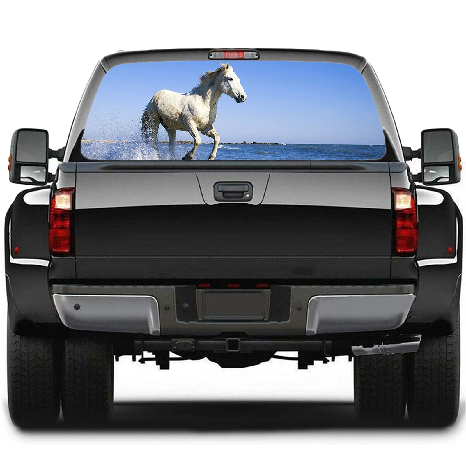 Adesivi per finestrino posteriore auto, camion, cavalli, perforati, auto, parabrezza, pellicola in vinile, pannelli trasparenti per camion, SUV, 148 x 45 cm