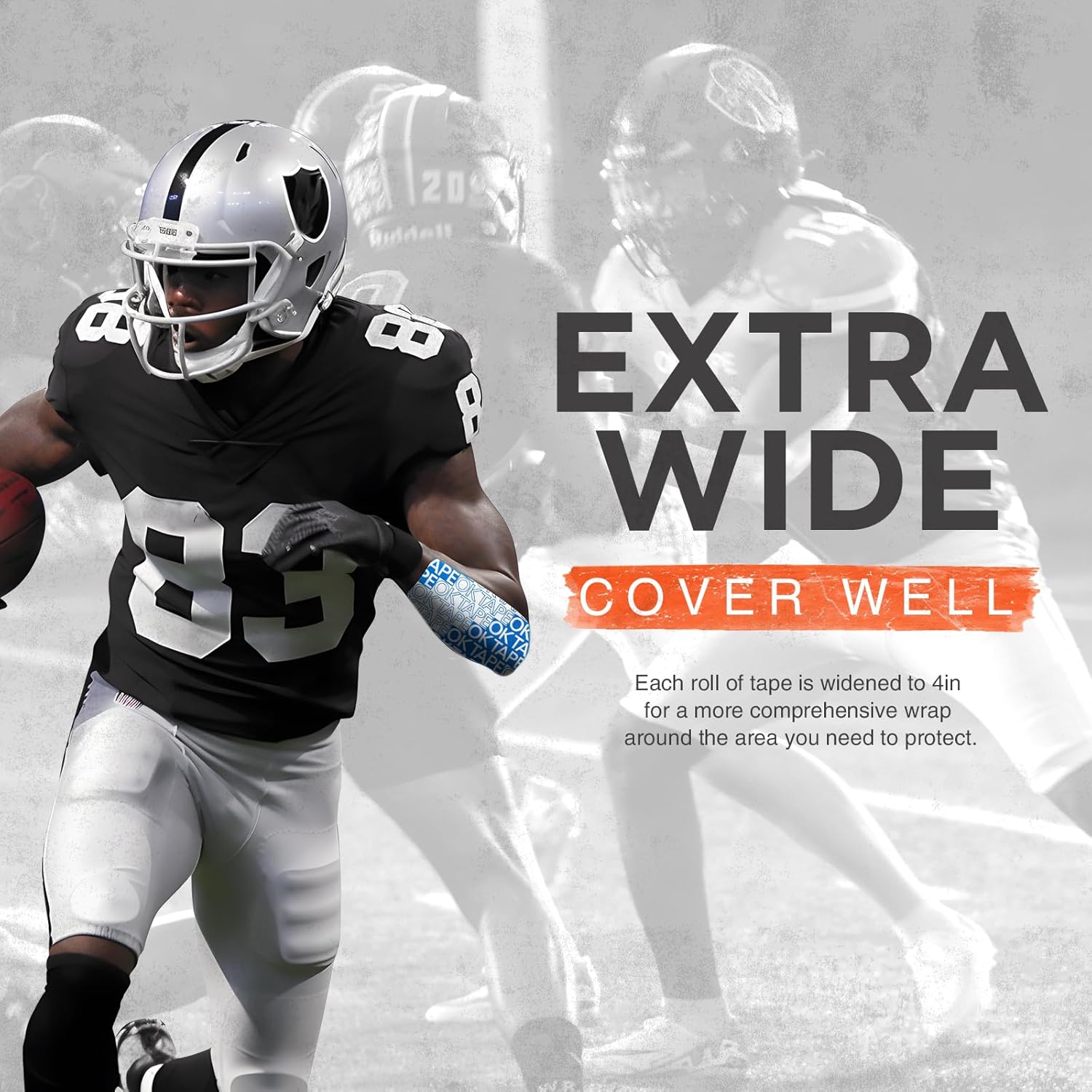 OK TAPE Turf Tape Football, Extra Wide Kinesiology Tape, Protects Arm from Turf Burn, Waterproof, Flexible, Super Sticky, Pink Athletic Tape (4 Inch x 30 Feet)