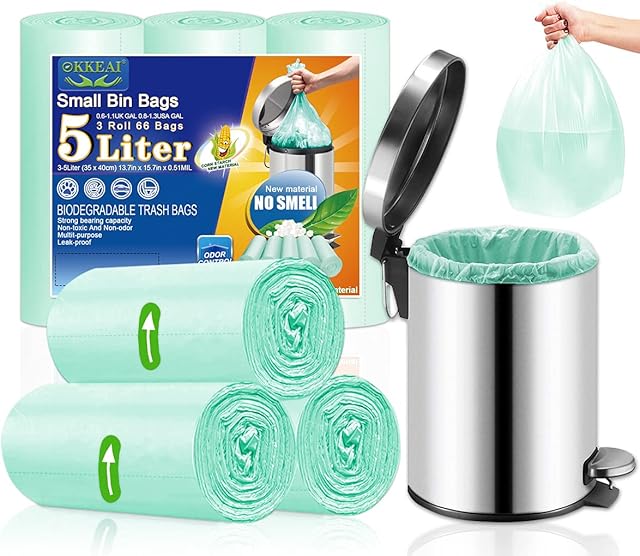 5L Bin Liners Small Pedal Bin Bags for Bathroom Food Waste Bags Caddy Liners,Office,Toilet
