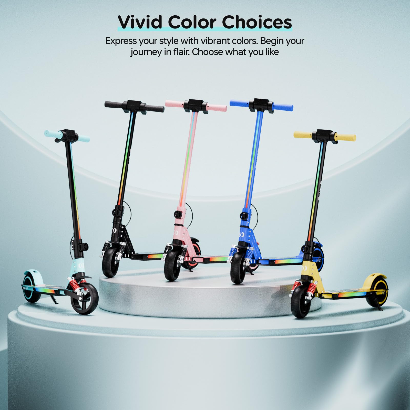 S5 Patín Eléctrico para Niños, Scooter Eléctrico Plegable con Luz LED, Llantas Todo Terreno de 6,5", Velocidad Máx. 14 km/h, para 6-14 Años, Azul Cielo