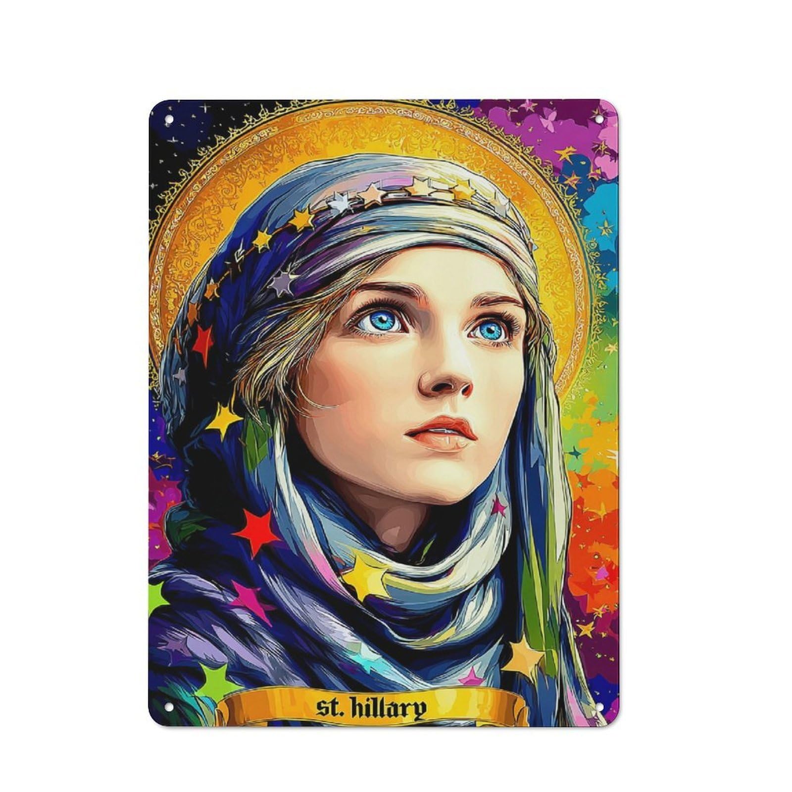 Junmoney Saint Hillary Celestial Reverence 40X30cm Retro Tin Sign With For Kitchen Or Home Bar, A Decorative Gift For A Newly Furnished Kitchen And Home Bar