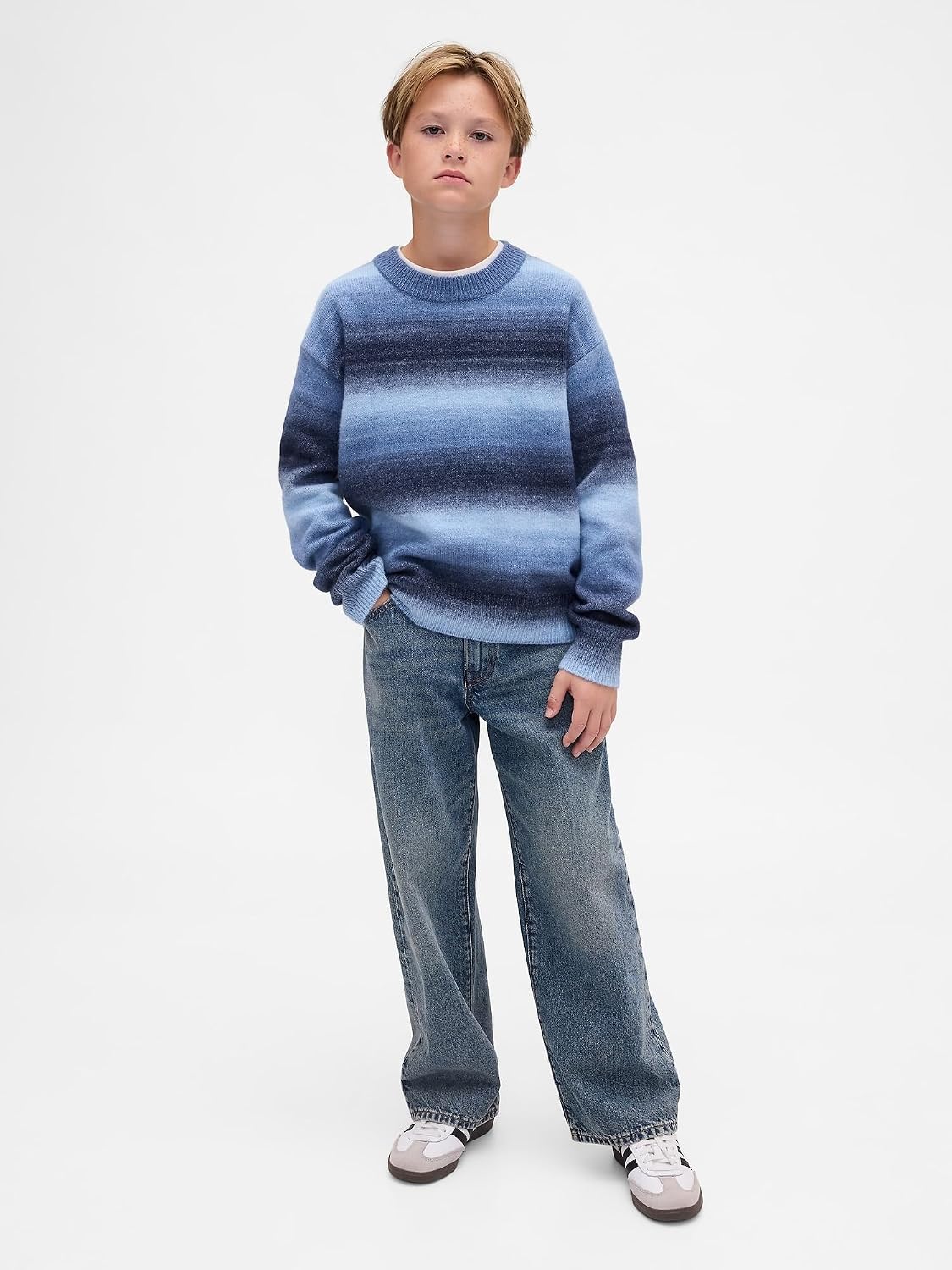 GAP Boys' Novelty Yarn Dye Crewneck Sweater