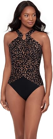 Miraclesuit Womens Swimwear Rock Solid Aphrodite Tummy Control Halter Top One Piece Swimsuit