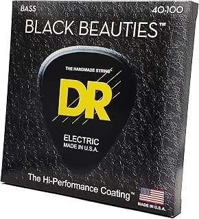 DR Strings - Black Beauties - Bass Guitar Strings 4-String Set - Light 40-100 - Black Bass Guitar Sting (BKB-40)
