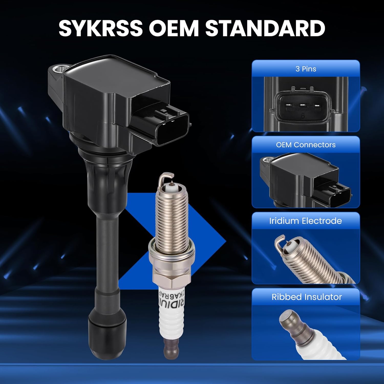 UF719 Ignition Coils & 91187 Spark Plugs Compatible with Nissan Versa Note 2012-2019, 1.6L l4 - Replaces 224481HC0A, 224485RB0A, 224481KT1B, IGC0092, NI1316052, C861, GN10648-4PCS