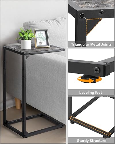Miniatura 3 de MOOACE Juego de 2 mesas auxiliares en forma de C, mesas auxiliares para sofá, mesa de sofá para espacio pequeño que se desliza por debajo, bandejas