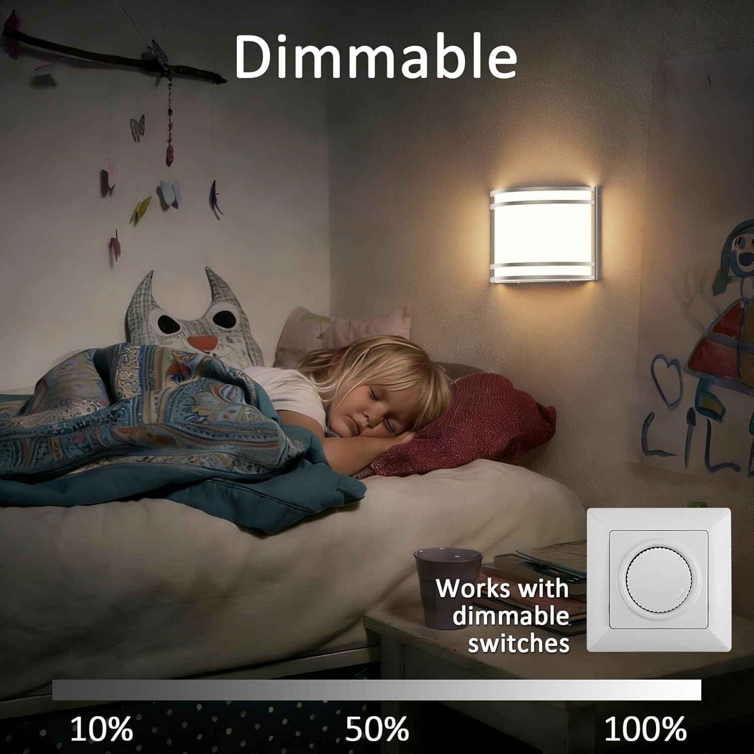 15W LED Indoor Wall Sconce, 3000K/4000K/5000K Color Temperature, Dimmable Modern Indoor Wall Mount Half Cylinder Light Fixture for Hallway Bedroom, Brushed Nickel