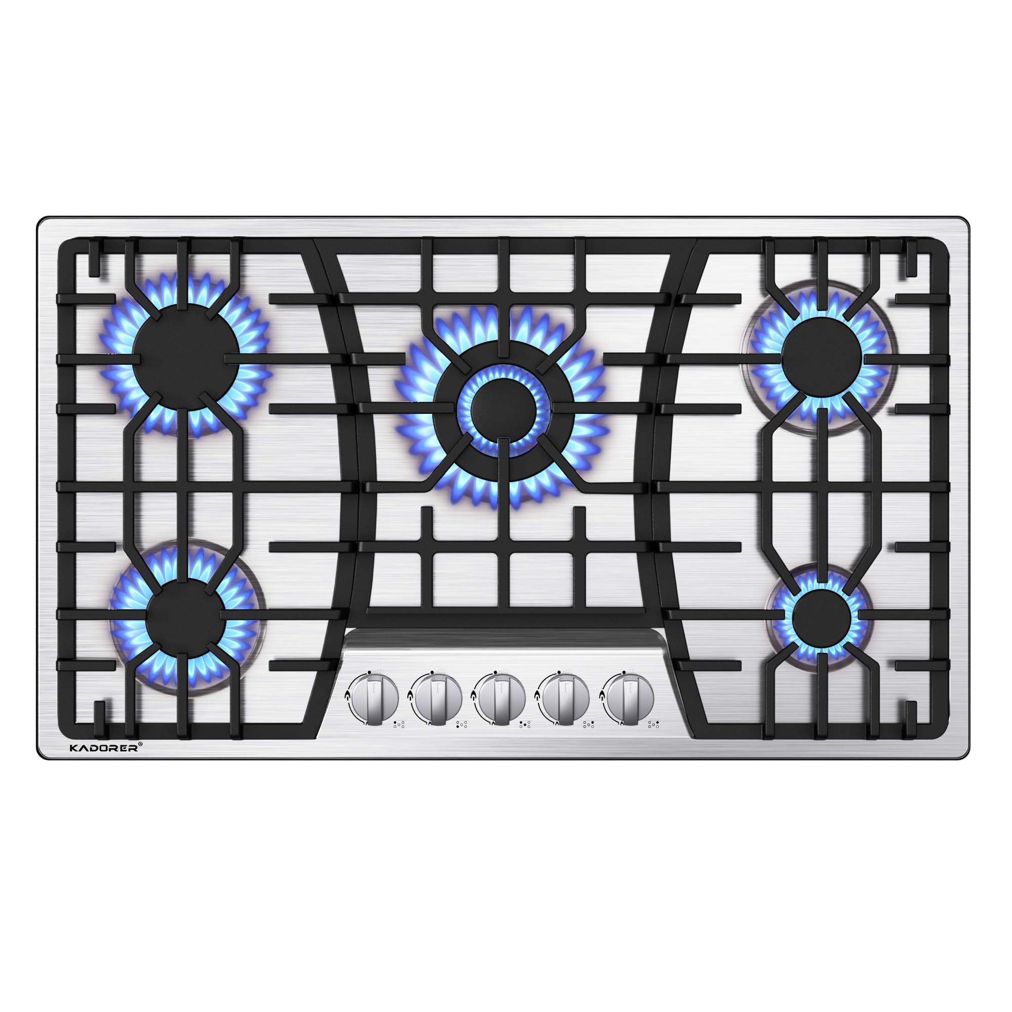 Photo 1 of 36 inch Gas Cooktop, Bulit-in Gas Stove Top with 5 Burner, NG/LPG Convertible Cooktops, 5 Burner Propane Cooktop with Thermocouple Protection, Stainless Steel