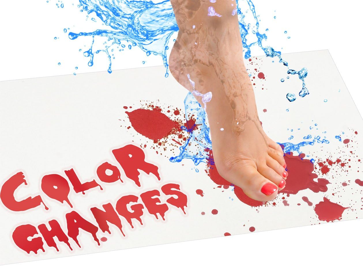 Bloody Bath Mat - The Official and Authentic Mat That Turns Red When Wet – Small Size - Blood Mat Footprints Disappear Like Magic