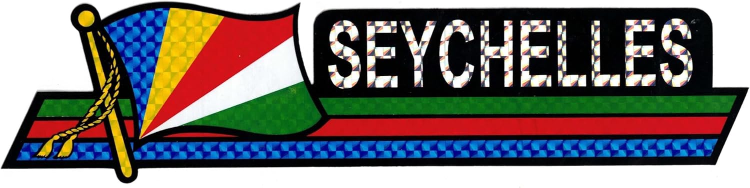 Pack of 24 Seychelles Flag 3"x12" Reflective Decal Bumper Sticker DCX-210