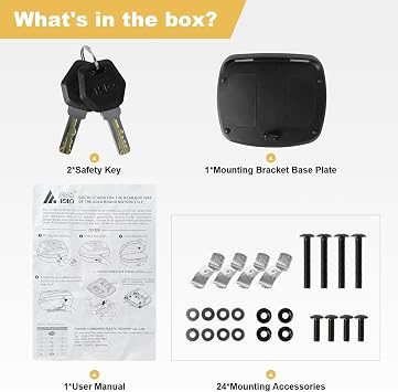 Universal Motorcycle Rear Top Box Tail Trunk Luggage Case,49 Litre Hard Case with Mounting Hardware, Black