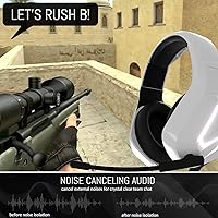 Vista 5 de Orzly Auriculares para juegos blanco para consolas de PC y juegos PS5 PS4 Xbox Series X S Xbox ONE Nintendo Switch y Google Stadia sonido estéreo