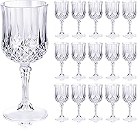 Vista 11 de Ciaell 24 copas de vino de plástico ámbar – 7 oz ámbar vintage vasos – Juego de copas de agua desechables para fiestas, bodas, bares, vino, cerveza
