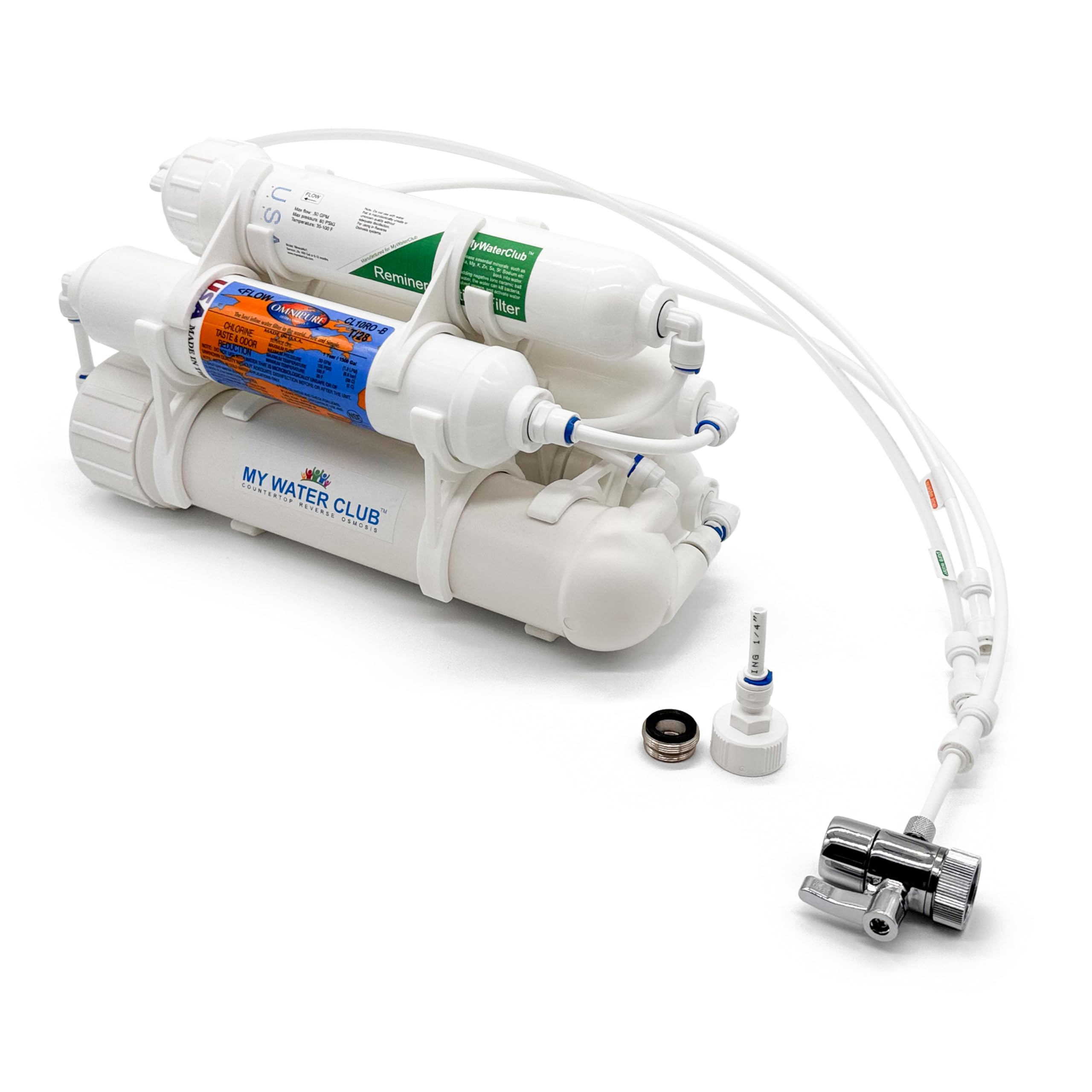 Installed Water Purification Filters. Reverse Osmosis Water Purification System At Home Stock