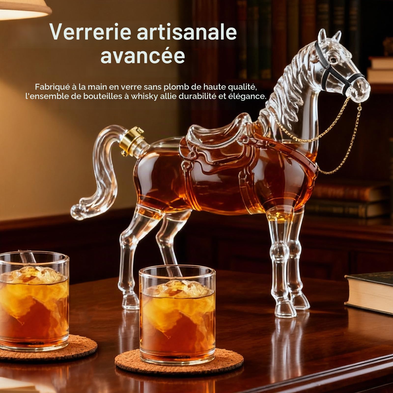 Carafe à Whisky, Coffret Cadeau Whisky Pour Homme Carafe à Whisky En Forme De Cheval Avec 2 Verres à Liqueur Coffret Cadeau Original Pour Homme Papa Mari Petit Ami