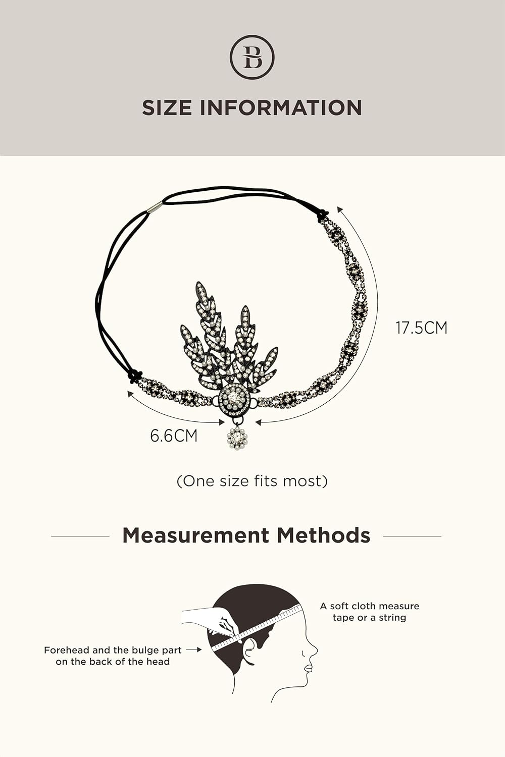 BABEYOND Art Deco 1920's Flapper Great Gatsby Inspired Leaf Medallion Pearl Headpiece Headband Black - Image 5