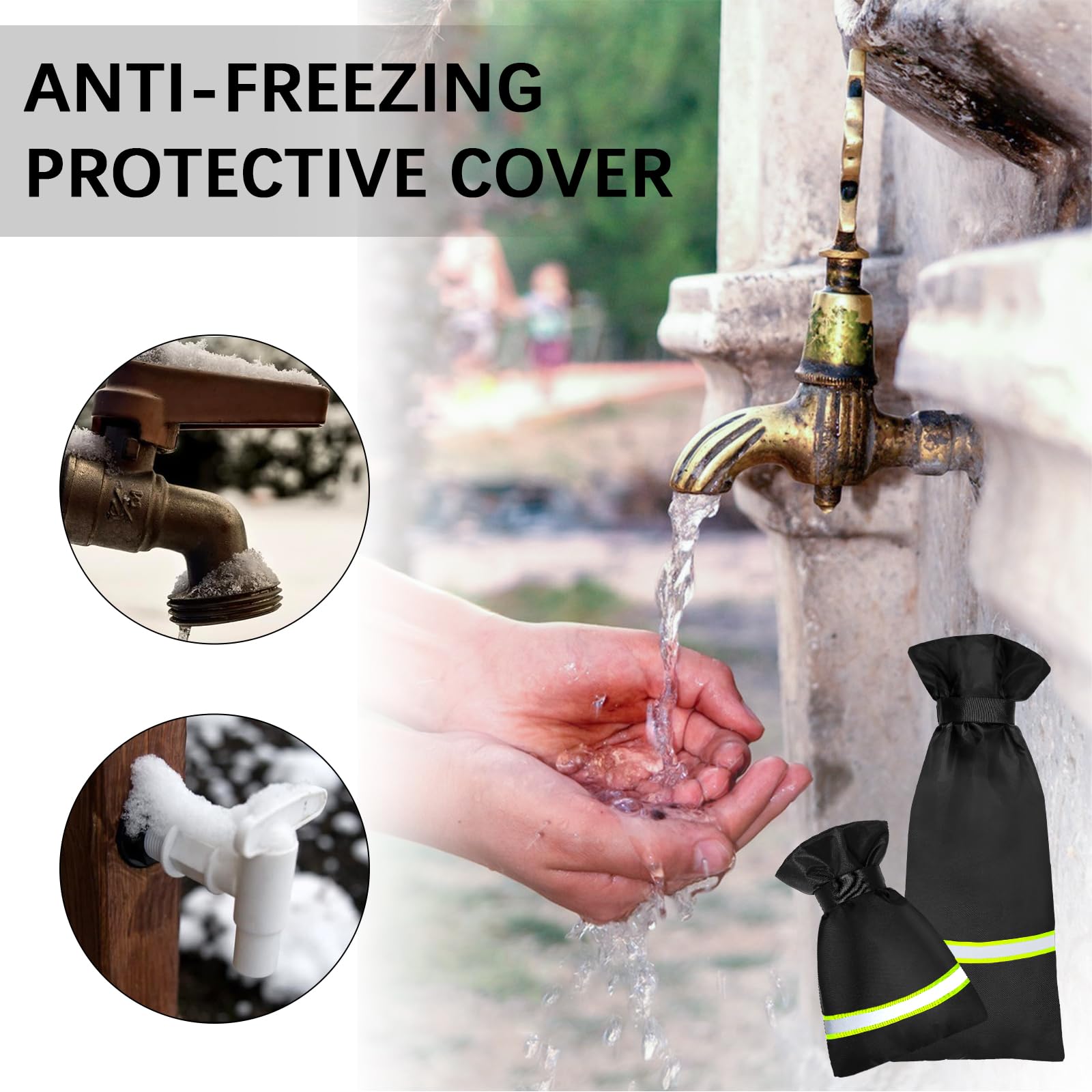 2 Protections Anti-gel Pour Robinet Extérieur – Taille 20x51 Cm, Tissu Oxford Isolant, Bande Réfléchissante, Facile à Poser - 3