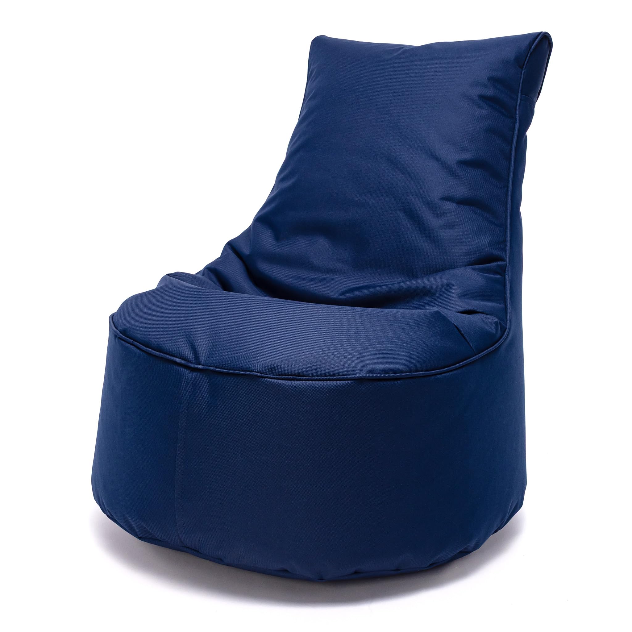 Ecopuf - Pouf avec dossier haut en polyester - Rembourrage en boules de polystyrène - Schtroumpf pour s'asseoir adapté pour l'extérieur et l'intérieur - Petite taille 65 x 75 cm, couleur bleue