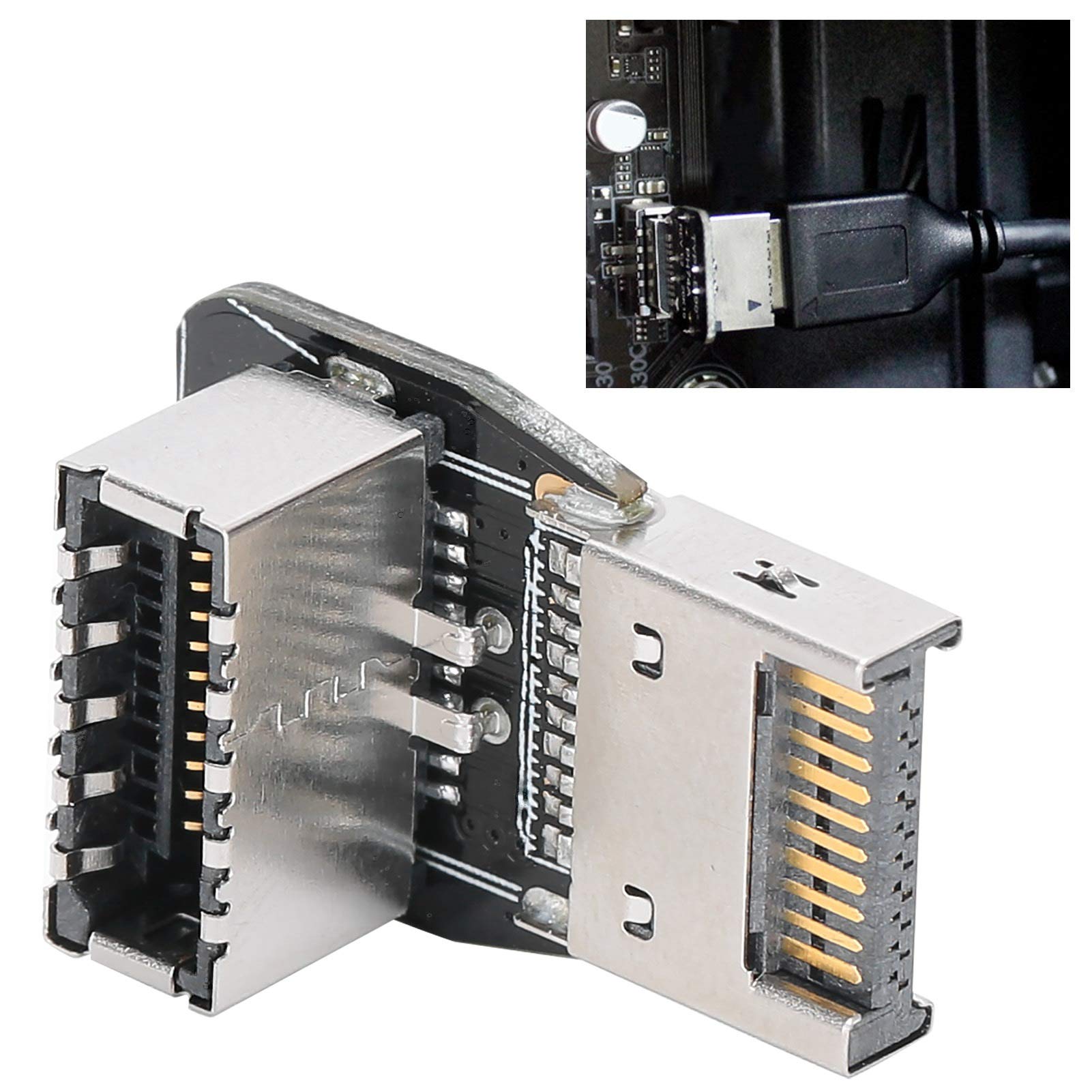 Delantero Type-E Adaptador Cabecera PC Placa Base USB3.1 10G Convertidor De Codo De Dirección De 90 Grados PH74A