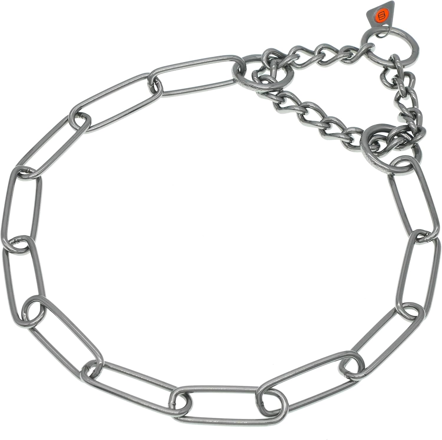 Herm Sprenger Stainless Steel Fur Saver Dog Collar Long Link Professional Training Collar Assembly Chain Correction Slip Chain for Medium Large Dogs Made in Germany (23in (Neck Size 18-21 in))