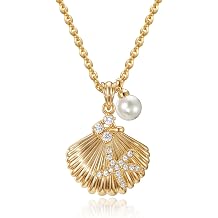 MTMY Gold Starfish Necklace 14K Gold Plated Shell Conch Ocean Pendant Necklace for Women Beach Summer Jewelry