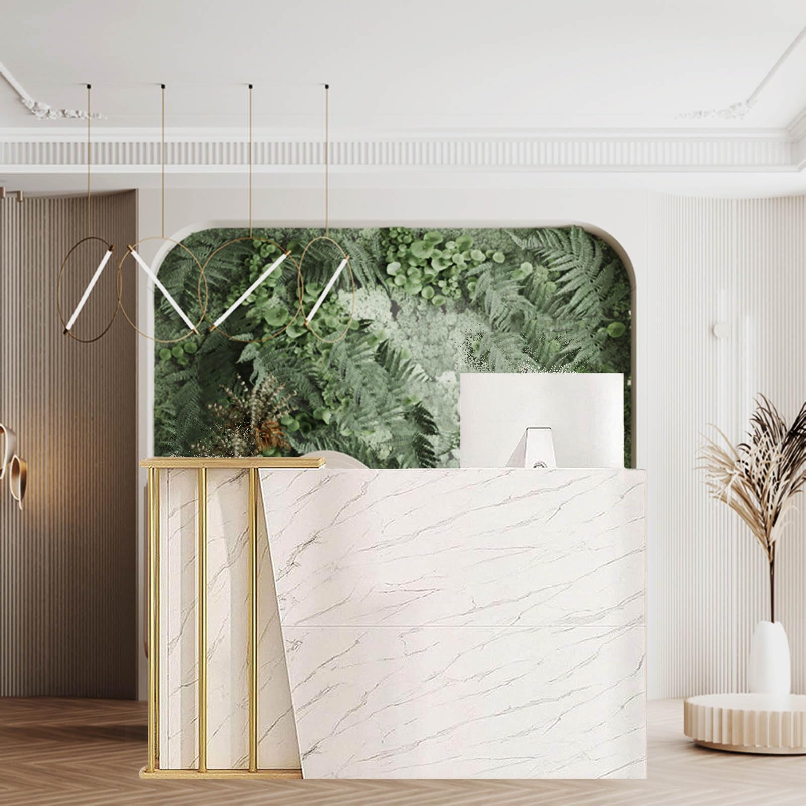 Reception Estetica Curva, Bancone Reception Ufficio con Cassetti Serratura, Banco Cassa Negozio, Bancone Moderno per Centro Estetico, Supermercato, Hotel, Spazi Archiviazione,(A,100cm)