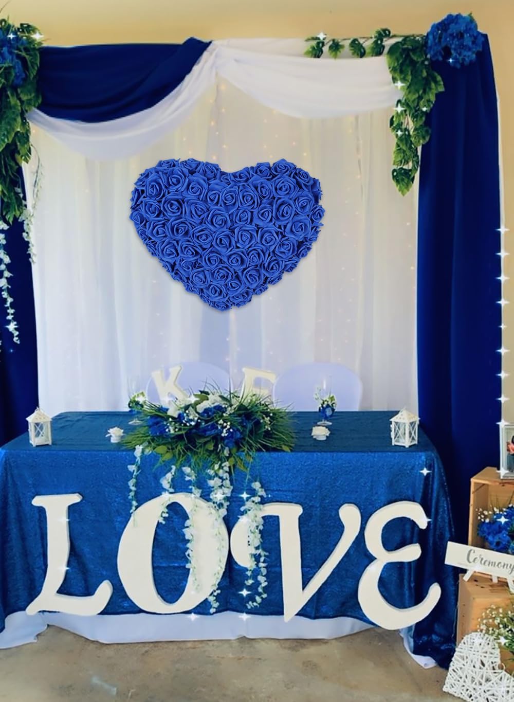 IPOPU Artificial Flowers Roses Heads, 100 Pcs Faux Flowers Real Looking Blue Foam Fake Roses for DIY Crafts Wedding Bouquets Arrangements Party Home Decorations (Royal Blue) - Image 6