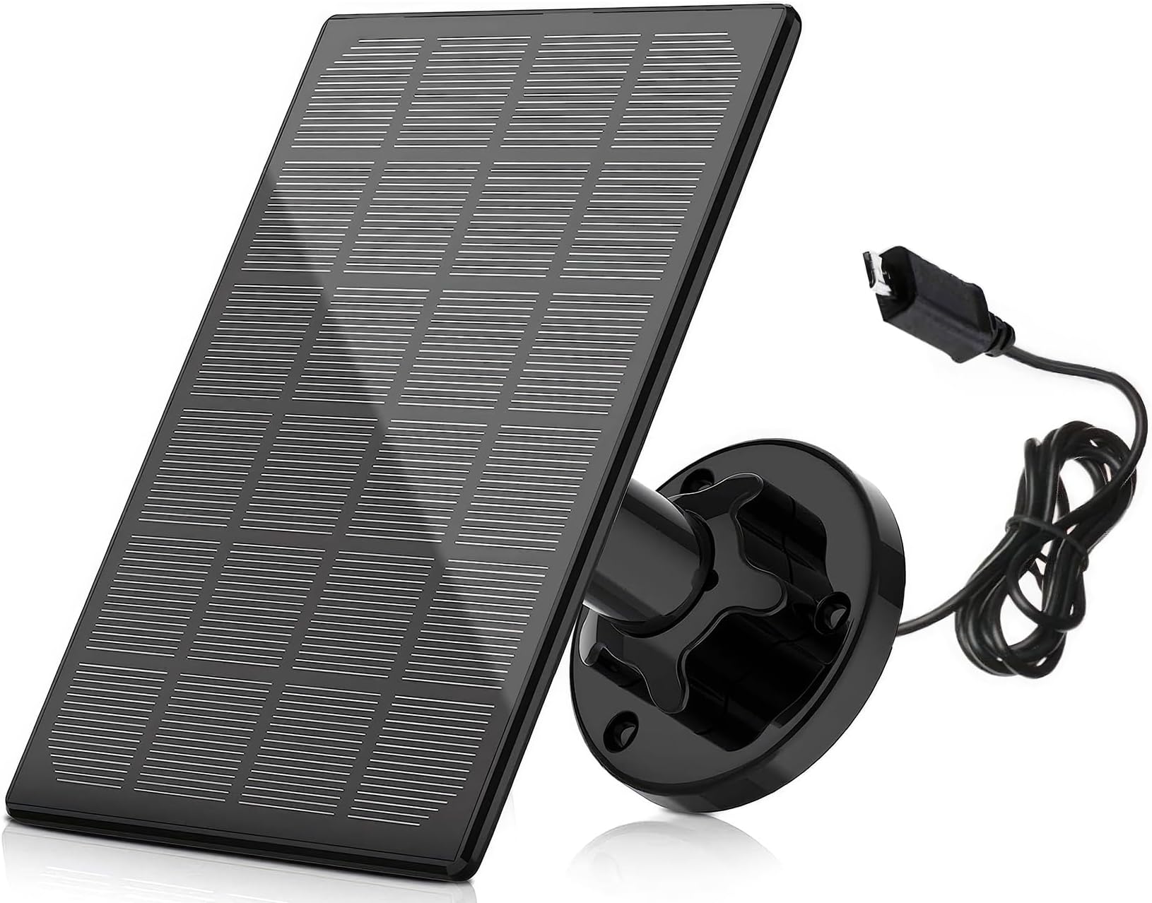 yoyomax 3W Solar Panel for Outdoor Wireless Security Camera, IP65 Waterproof Solar Panel Continuously Power USB, Adjustable Security Wall Mount (Black)