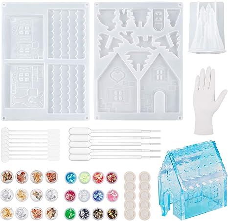 Amazon Co Jp Olycraft 65点 シリコンモールド お城 ハウス レジンモールド ジュエリー作り Uvレジン型 セット ネックレス シリコン Diy 手作り ハンドメイド スパンコール パーツ付き ホビー