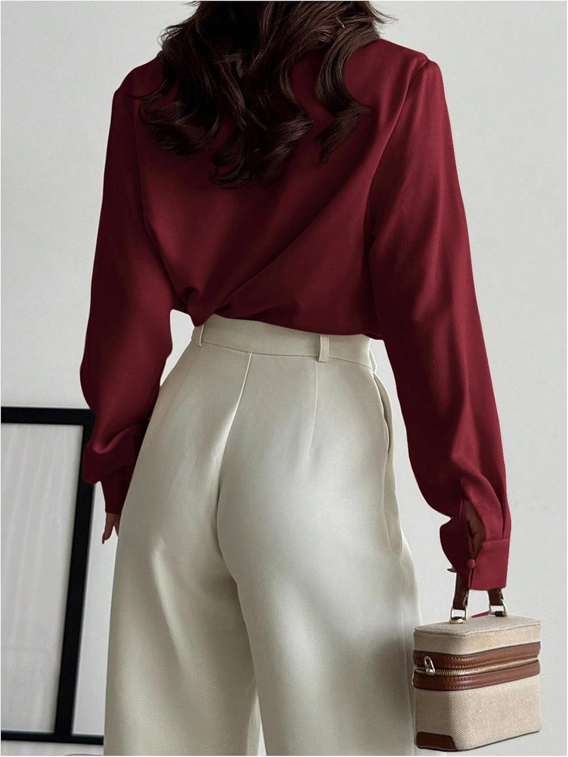 SHENHE Women's Cowl Neck Loose Blouse Elegant Long Sleeve Business Work Shirt with Scarf