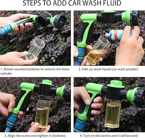 Miniatura 6 de Pistola de espuma para lavado de autos, boquilla de manguera de jardín de agua de alta presión, rociador de espuma de jabón con 8 patrones de riego