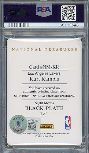 Miniatura 2 de Kurt Rambis 2014 Panini National Treasures Signed Printing Card Auto PSA 10 1/1
