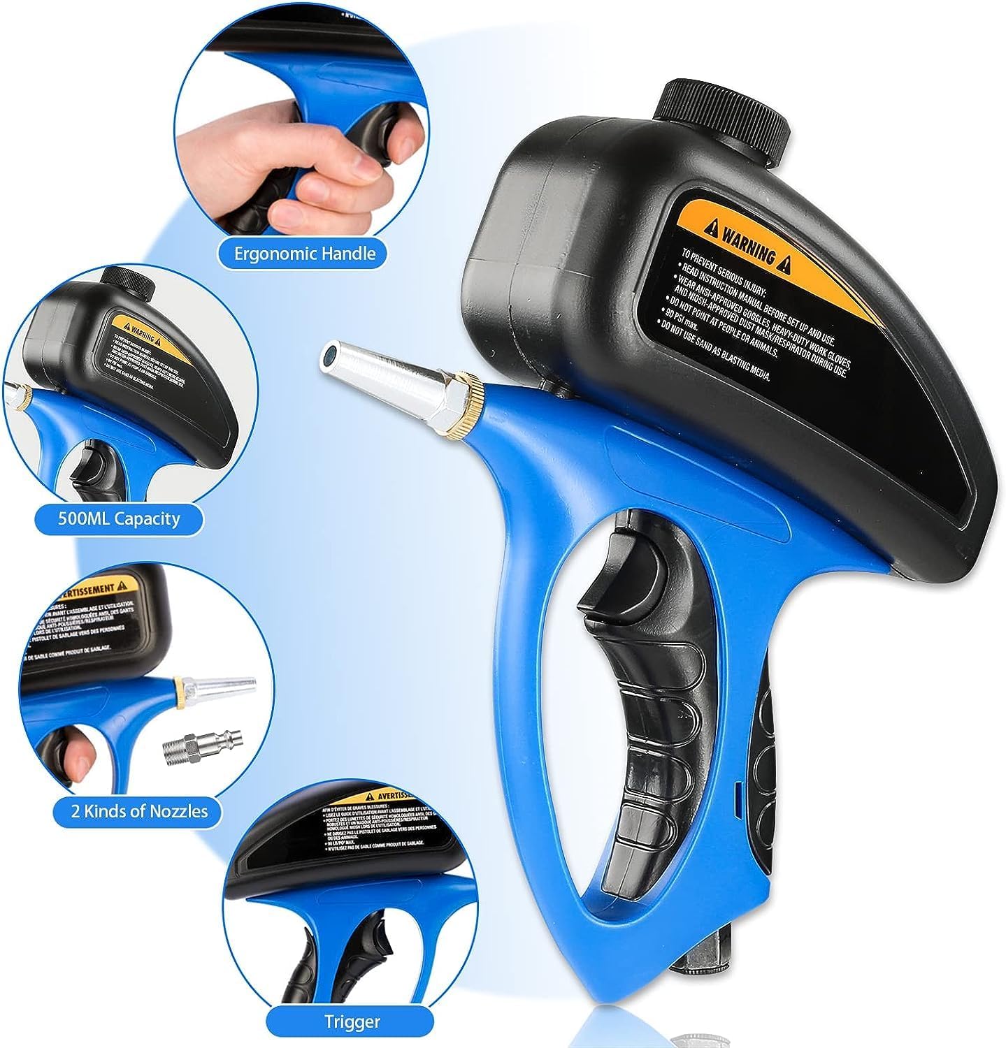 GOTOTOP Sand Sand Blasting Kit Hand Sandblaster Handheld Pneumatic Anti- Sandblaster Sand Blasting Machine Sandblasting Gun Mini Air Sandblaster Tools Blue