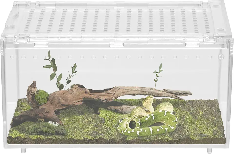 Tanque de terrário para répteis, transparente, respirável, versátil para lagartixa de crista de leopardo, caixa de reprodução de répteis, recipiente de lagartixa para cobra, tarântula, caranguejo