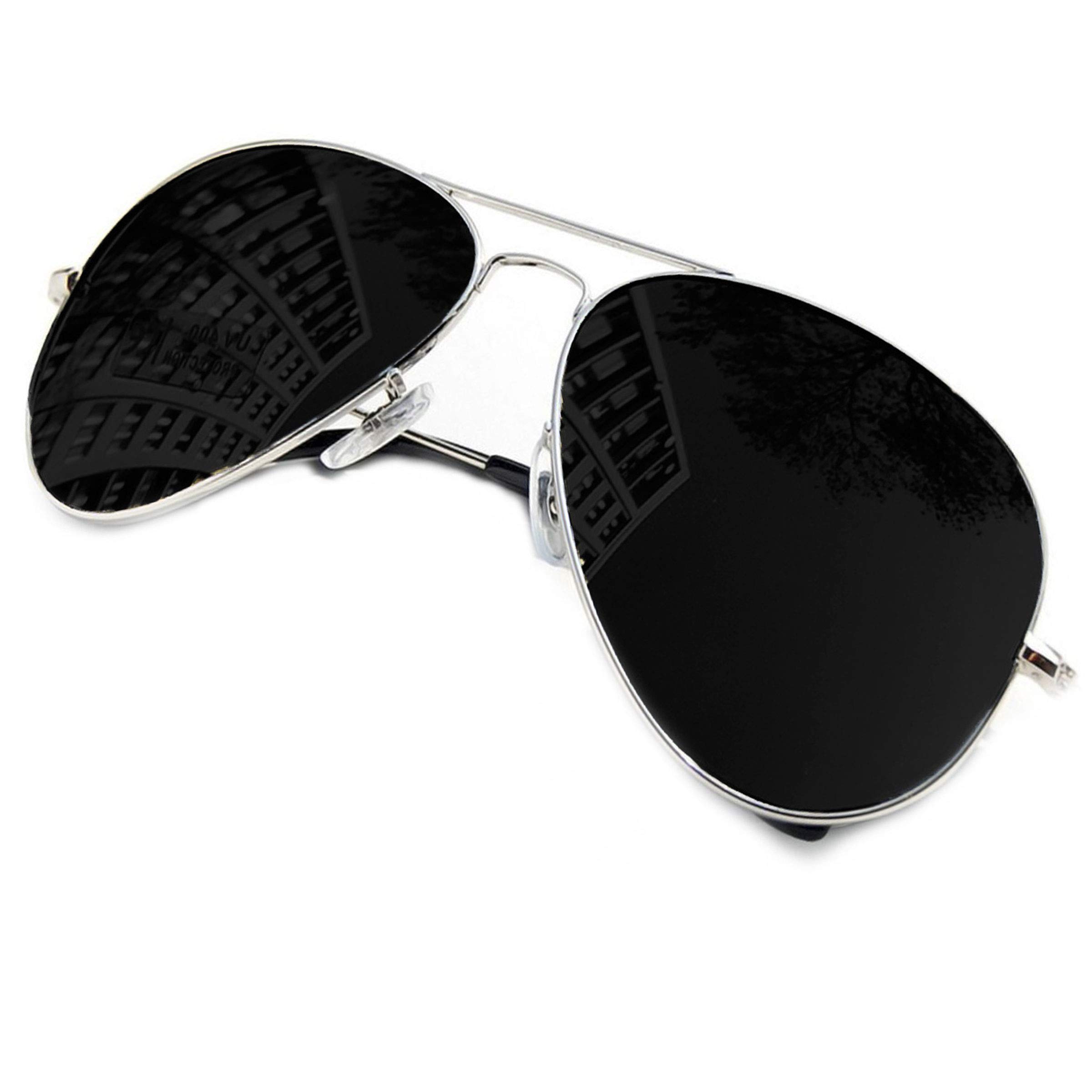 MFAZ Morefaz LtdMen Women Pilot Sunglasses Silver Black Frame