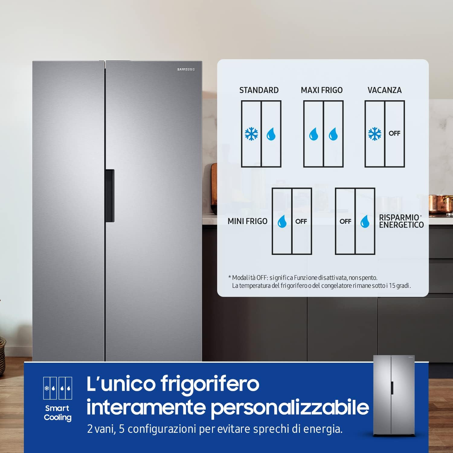 Samsung Frigorifero Side By Side RS66A8101SL/EF, Libera installazione, No Frost, Twin Cooling Plus™, 652L, 91l x 178h X 72p cm Samsung Frigorifero Side By Side RS66A8101SL/EF, Libera installazione, No Frost, Twin Cooling Plus™, 652L, 91l x 178h X 72p cm