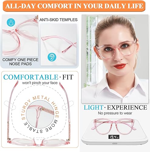 Miniatura 4 de MARE AZZURO Anteojos de lectura grandes y brillantes para mujer, a la moda, redondos, para lectores 0 1.0 1.25 1.5 1.75 2.0 2.25 2.5 2.75 3.0 3.5