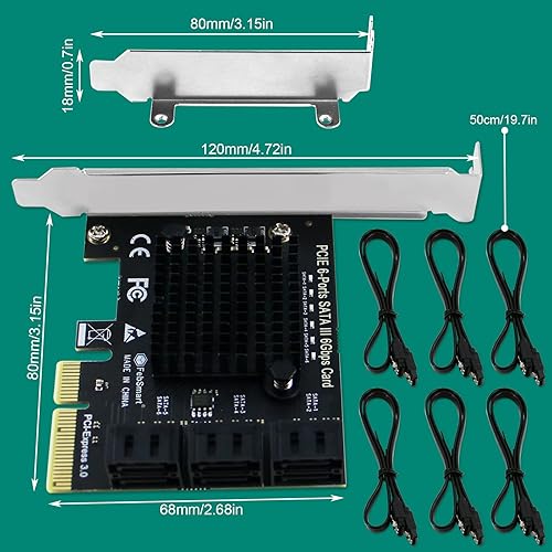 Miniatura 16 de Tarjeta de expansión PCIE 3.0 a 4 puertos 6Gbps SATA III para PC de escritorio, Plug and Play en Windows OS, MAC OS, Linux, ASMedia ASM1064