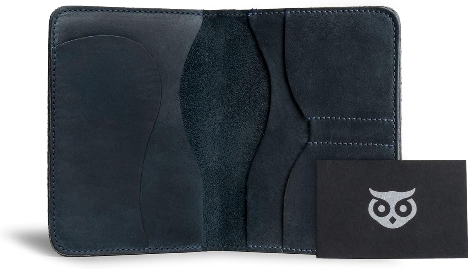 Hide & Drink, Double Passport Cover with Slots for Bills and Keys, Rustic Case, ID Organizer, Full Grain Leather, Handmade Accessories, Slate Blue - Image 5