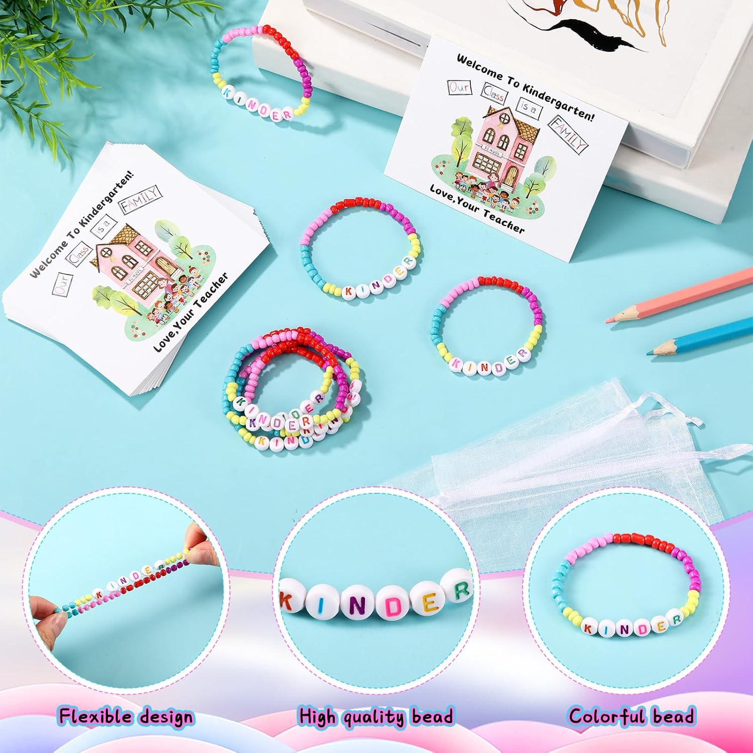 XunYee Our Class Is a Family Bracelets, 32 Sets, Kindergarten