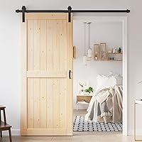 Vista 13 de Losa de puerta corredera de madera de granero de 48 x 84 pulgadas (puerta doble de 24 x 84 pulgadas) con kit de herramientas de 8 pies, requiere un