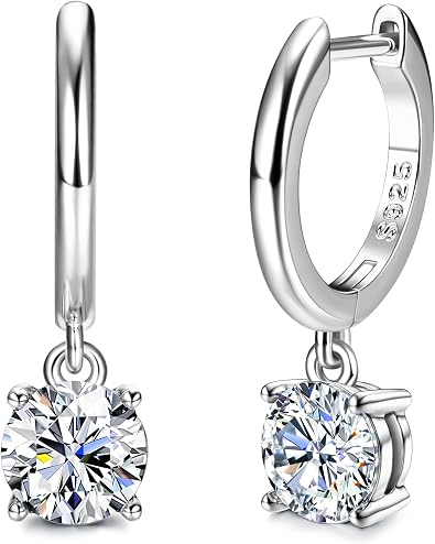 Moissanite Earrings,S925 Sterling Silver Moissanite Hoop 1.0ct-2.0ct D Color Brilliant Earring For Women Drop Dangle Earring2.0 carats1.0ct*2-Gold