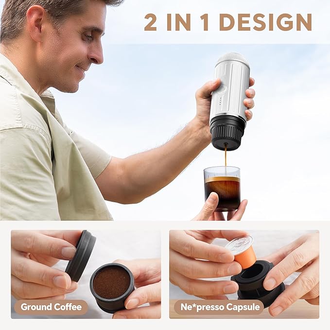 Cafetera Portátil de Espresso con Cápsulas y Molido, 60 ml, para Viajes miniatura 3