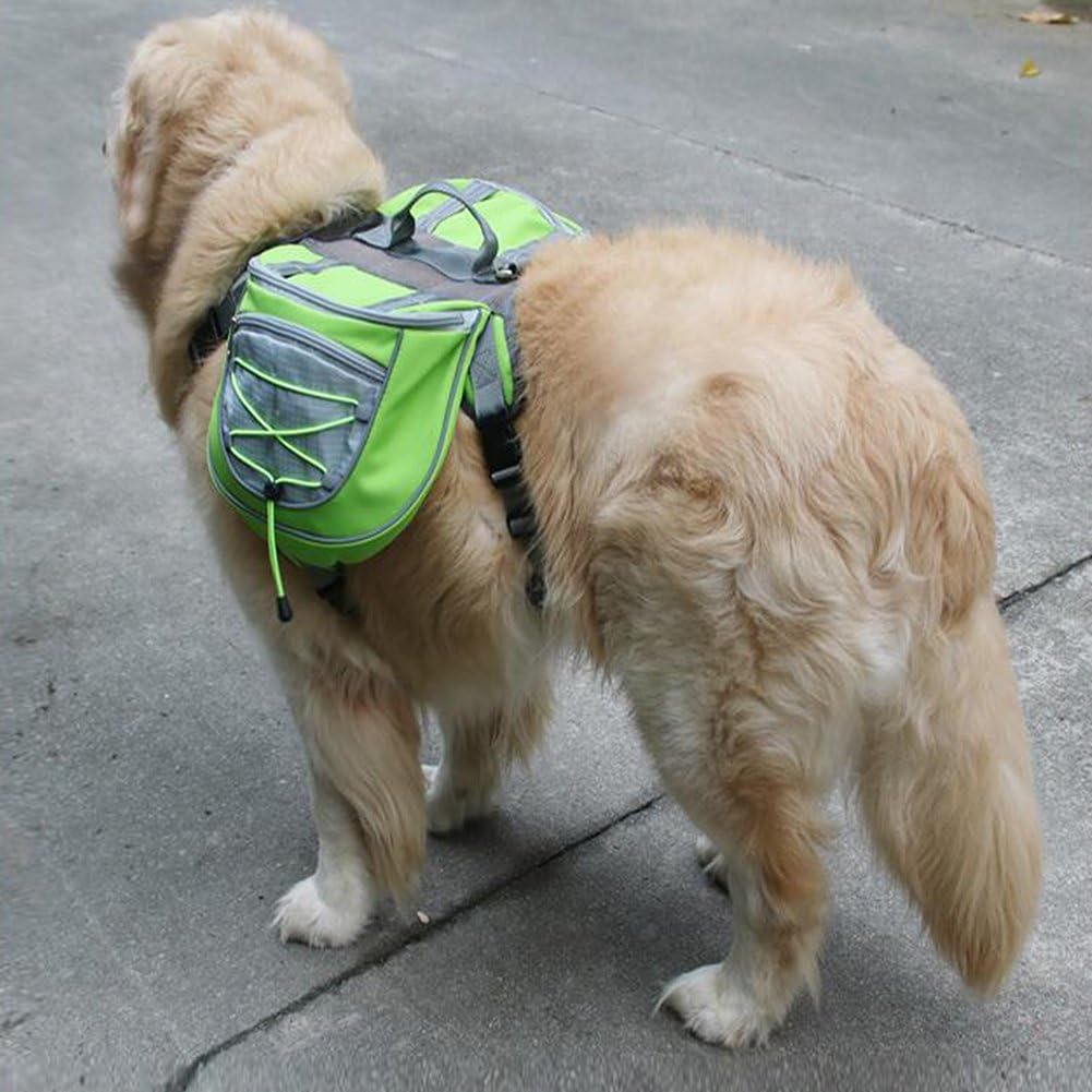 Dog Backpack Adjustable Bag For Dogs Outdoor Travel Hiking Camping Training Carriers Portable Breathable Saddle Bag (Green Small)