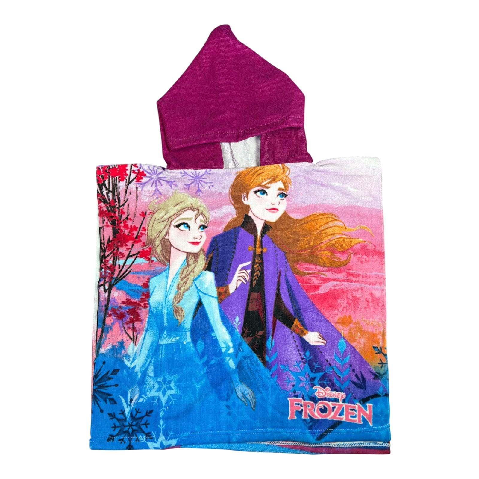 Disney Frozen Kids Hooded Poncho Towel Girls Blue,Purple